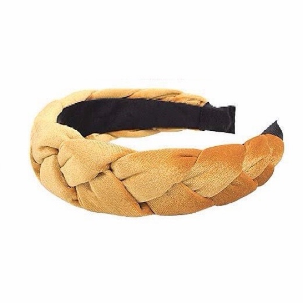 Gold Velvet Braided Headband
